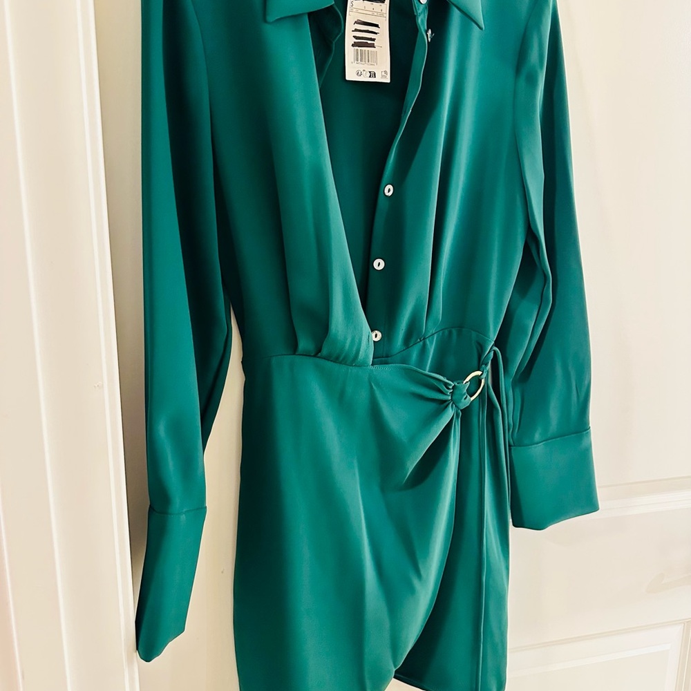Mango Green  Button-Up Shirt dress New size 4